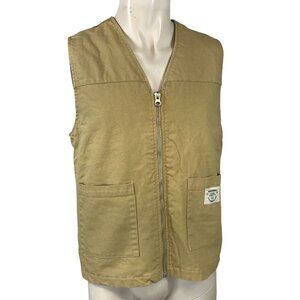 PACSUN ~ MENS SMALL ~ TAN CANVAS FULL ZIP LINED VEST CHORE COAT CARGO